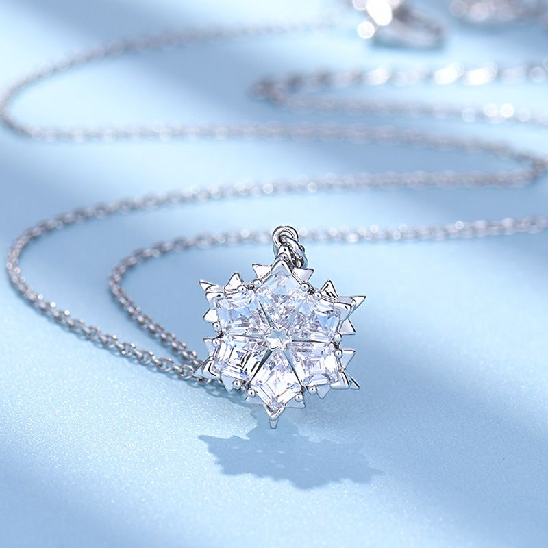 Schneeflocke Halskette Frauen Klassische Fee Rose Gold Schlüsselbein Kette Intarsien Diamant Valentinstag Geschenk_voghion.com