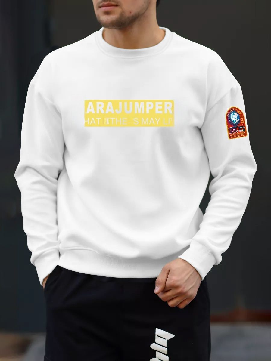 Polarowy sweter męski z okrągłym dekoltem w jednolitym kolorze, z bawełny cukrowej, z długim rękawem, odzież robocza_voghion.com