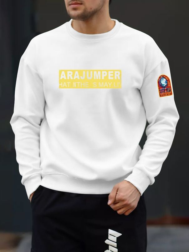 Polarowy sweter męski z okrągłym dekoltem w jednolitym kolorze, z bawełny cukrowej, z długim rękawem, odzież robocza_voghion.com