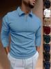 Polo Ironclad Gent pour homme, coupe décontractée, col montant, manches longues, rayures verticales, col en V, automne_voghion.com