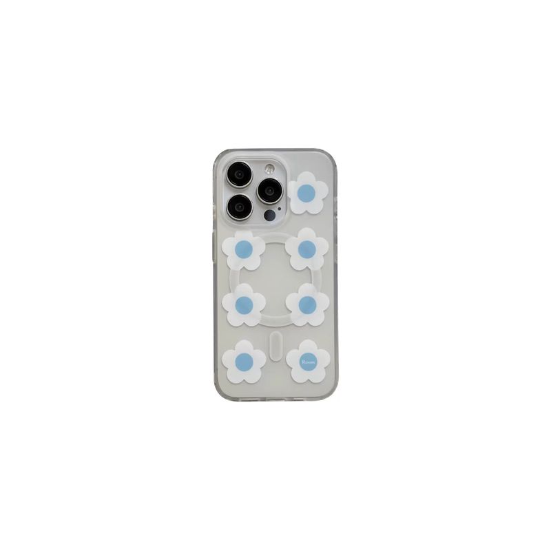Unbeatable Quality The Earth Room Cool Series Little Blue Flowers Frosted Double Layer Print IMD Magnetic Suction Mobile P Shell For_voghion.com