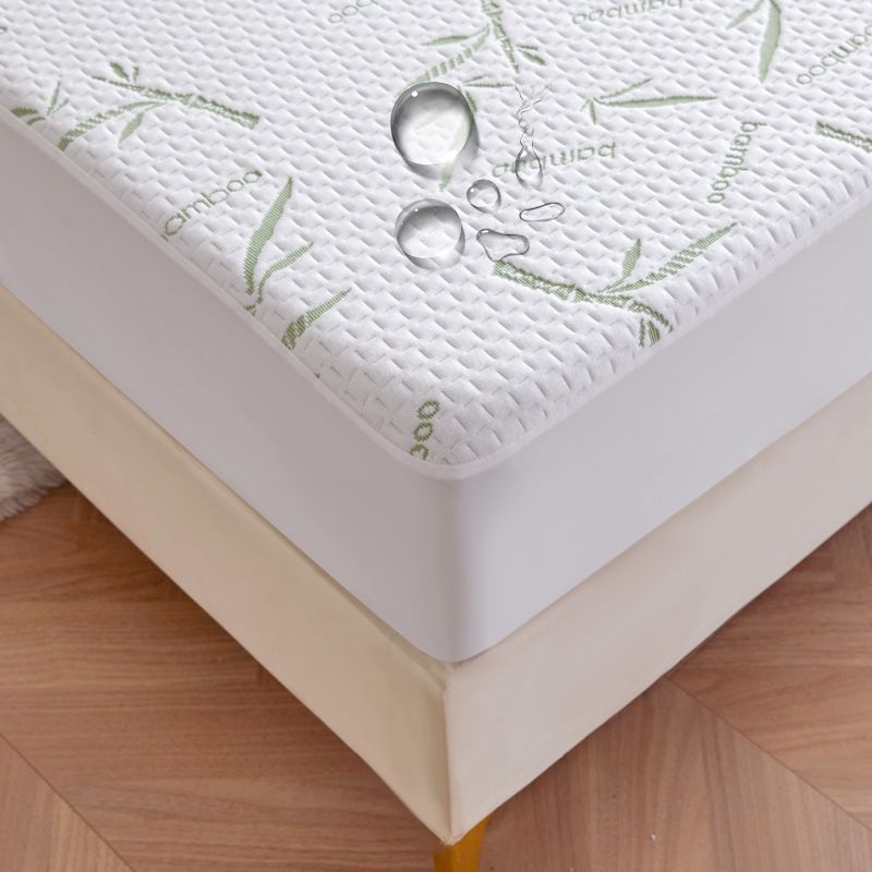Protetor de colchão impermeável de fibra de bambu - Jacquard com camada de ar (hipoalergênico e ultramacio, estilo lençol com elástico para berço de bebê/cama de adulto)_voghion.com