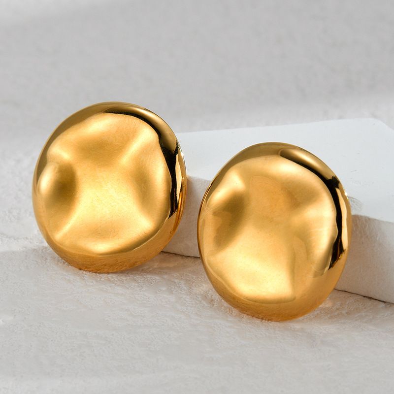 1 Pair Simple Style Classic Style Solid Color Plating 304 Stainless Steel Ear Studs_voghion.com