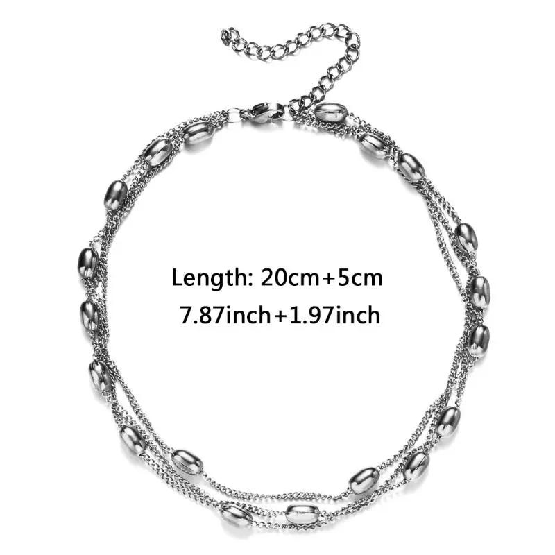 Tornozeleiras MinaMaMa Aço Inoxidável Três Camadas Corrente Tornozeleira Para Mulheres Multicamadas Pé Yoga Jóias_voghion.com