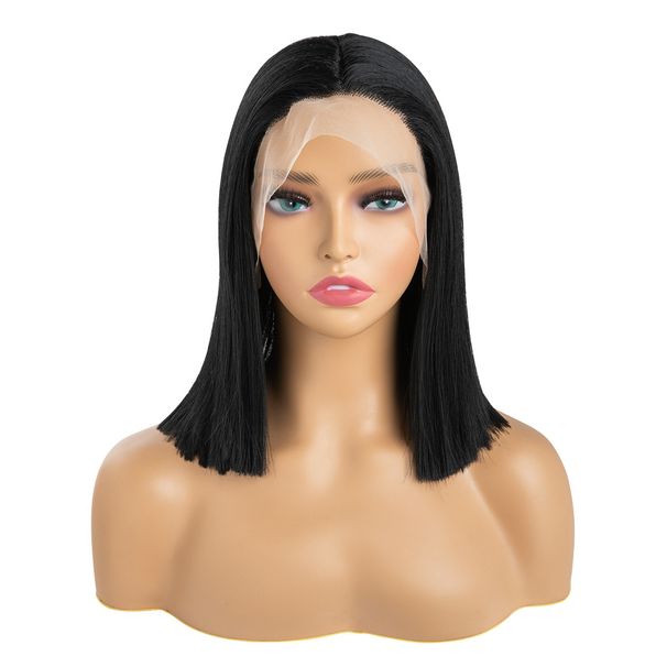 Nuovo copricapo parrucca da donna parrucca di simulazione di rete di rose a forma di T in pizzo frontale intrecciato a mano di media lunghezza_voghion.com