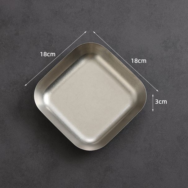 Vassoio per patatine fritte in acciaio inossidabile con bordo dritto, quadrato profondo, doppio manico, fondo piatto, piatto creativo per snack_voghion.com