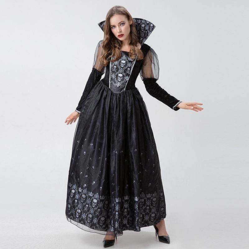 Halloween boszorkány, démon, vámpír cosplay jelmez, fekete ruha_voghion.com