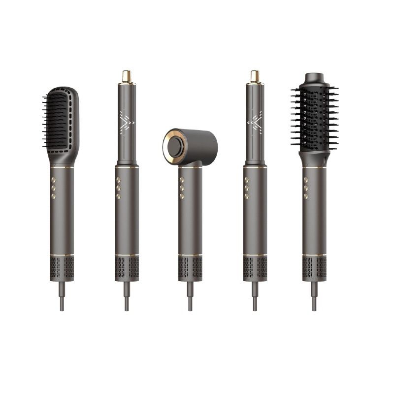 Professional Ionic Hair Dryer & Styler Set – 1300W Brushless Motor, 3 Heat/Speed Settings, Foldable Design For Travel (Pink/Gray, EU Plug)_voghion.com