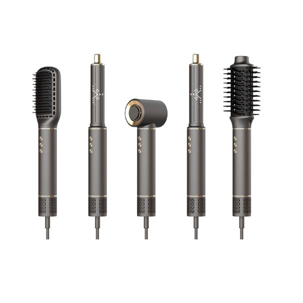 Professional Ionic Hair Dryer & Styler Set – 1300W Brushless Motor, 3 Heat/Speed Settings, Foldable Design For Travel (Pink/Gray, EU Plug)_voghion.com