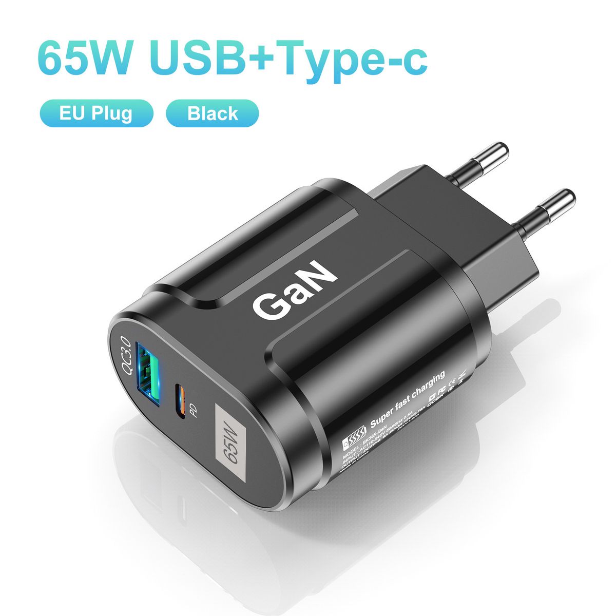 syct 65W GaN PD Schnellladegerät für Mobiltelefone EU US UK Korea Adapter_voghion.com