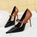 Fashion high-heeled stiletto women's shoes light mouth pointed color line with high heel shoes_voghion.com
