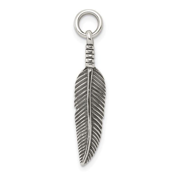 Sterling Silver Antiqued Feather Charm_voghion.com
