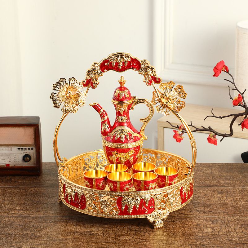 Hemmöbler Retro ros korg vinset Nordisk palatsstil vinglas ornament utsökt blomsnideri lätt lyxhantverk_voghion.com