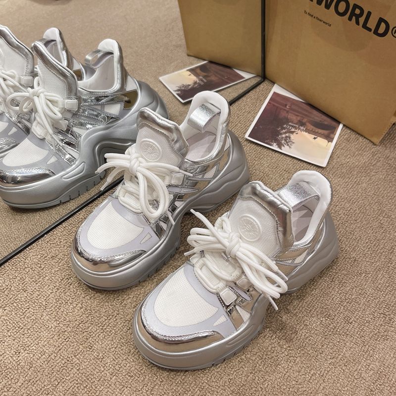 Europese Station Dikke Zolen Papa Schoenen Voor Vrouwen 2023 Herfst Nieuwe Trendy Schoenen Mesh Mode Verhooging Casual Sportschoenen Voor vrouwen_voghion.com