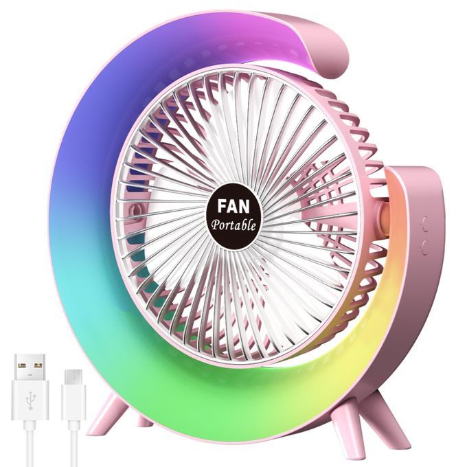Addigoes Colorful USB Desktop Fan - Rechargeable Personal Cooler For Workspace_voghion.com