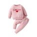 2024 Spring New Children's Clothing Valentine's Day Love Embroidery Hoodie Solid Color Pants Set_voghion.com