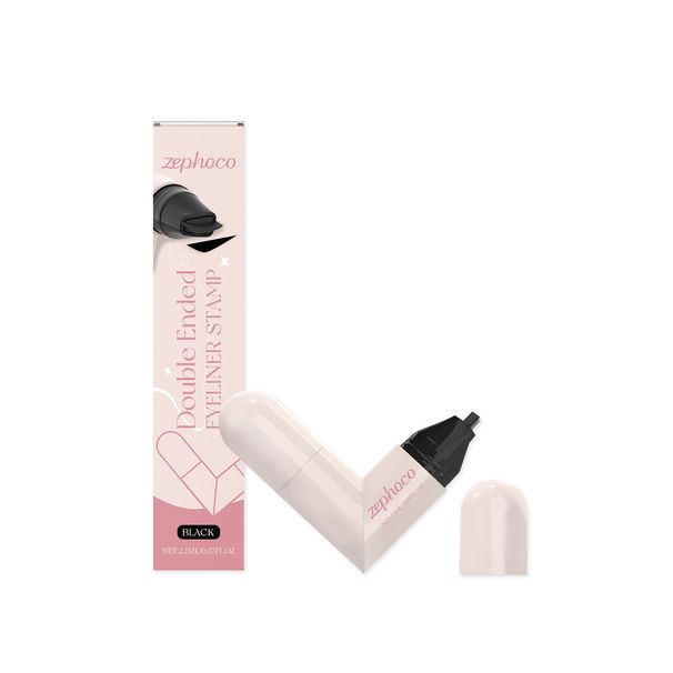 Zephoco Black Stamp - Herramienta de maquillaje fácil de aplicar y resistente a las manchas, delineador de ojos de doble punta_voghion.com