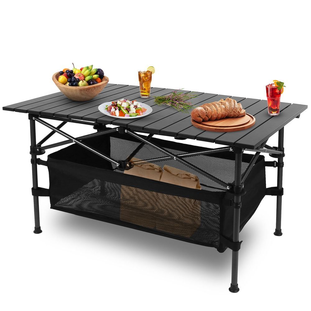 1Pc Folding Camping Table Portable Aluminum Roll-up Picnic BBQ Desk With Carrying Bag Heavy Duty Outdoor Beach Backyard Party Patio_voghion.com