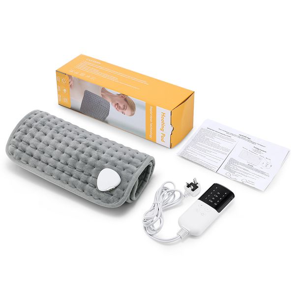 10-Speed Adjustable Heating Pad - Portable Electric Blanket For Therapy & Warmth, Ultra-Soft Non-Woven Fabric (60x30cm, Silver Gray, Plug-in)_voghion.com