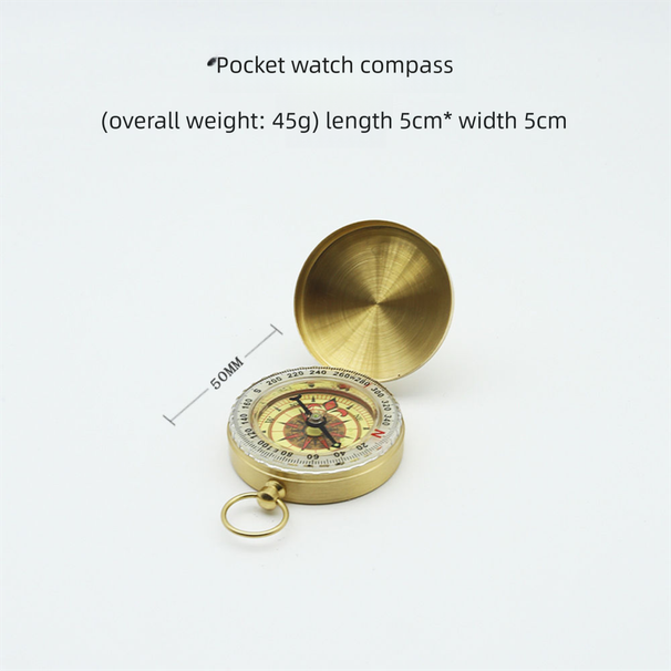 Orologio da tasca luminoso con bussola e coperchio ribaltabile in ottone G50 color oro lucido per esterni_voghion.com