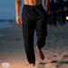 Men's Cotton Linen Pants Summer Casual Beach Drawstring Elastic Waist Straight Leg Breathable Comfortable Trousers_voghion.com