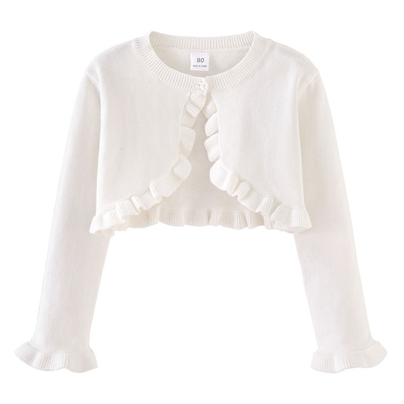 Cardigan in cotone con pizzo per bambine – Leggero e indispensabile per il look a strati (90-140 cm, 5 colori tenui)_voghion.com