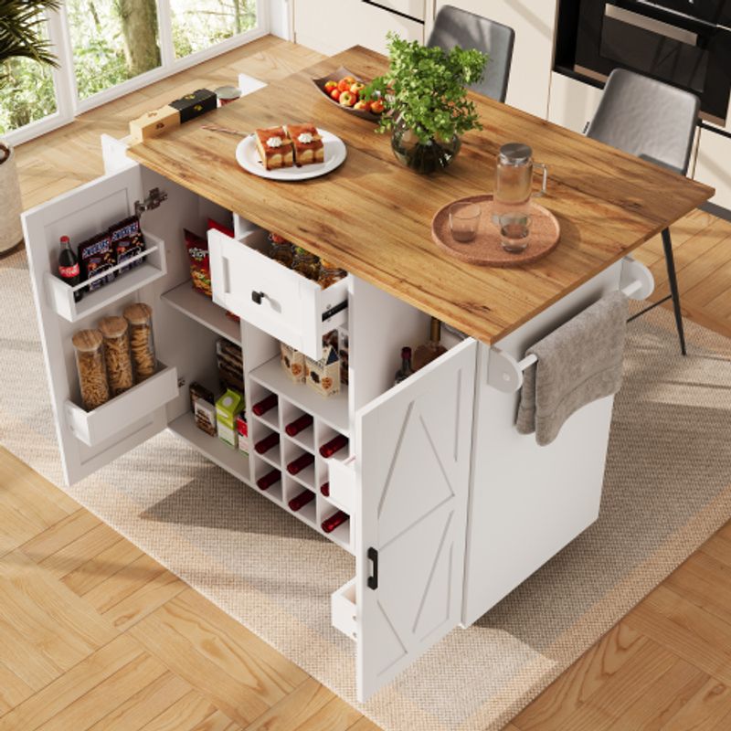 Moderne Kücheninsel, Küchenschrank, Buffetschrank, Speisewagen Mit Holzmaserung, Buffetschrank, Multifunktionale Esstisch Mit Speicherraum, Speisewagen Mit Snackregalen Und Stretchfunktionsschränken_voghion.com
