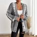 Vintage Knit Cardigan – Oversized V-Need Cable Sweater With Lantern Sleeves, Chunky Acrylic Blend, Boho Open Front Coat For Women_voghion.com