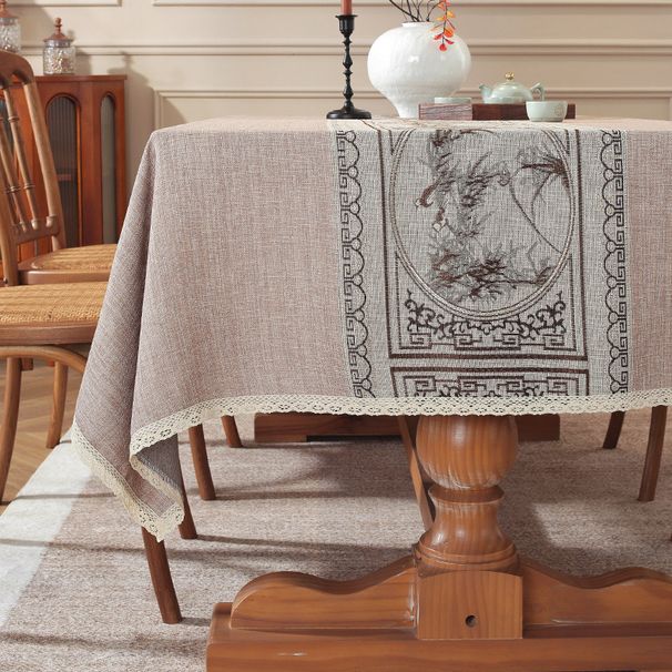 Nouvelle nappe chinoise de style classique, légère et luxueuse, rectangulaire, pour table à manger, table basse_voghion.com