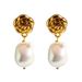 Women's Jewelry Vacuum Plating High Grade Baroque Pearl Clavicle Chain Mabe Pearl Necklace Female Camellia Earrings_voghion.com