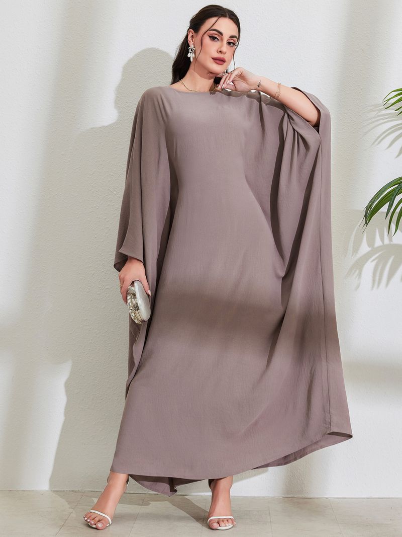 Damenbekleidung Arabischer langer Rock mit Fledermausärmeln und Rundhalsausschnitt Modisches und elegantes Kleid_voghion.com