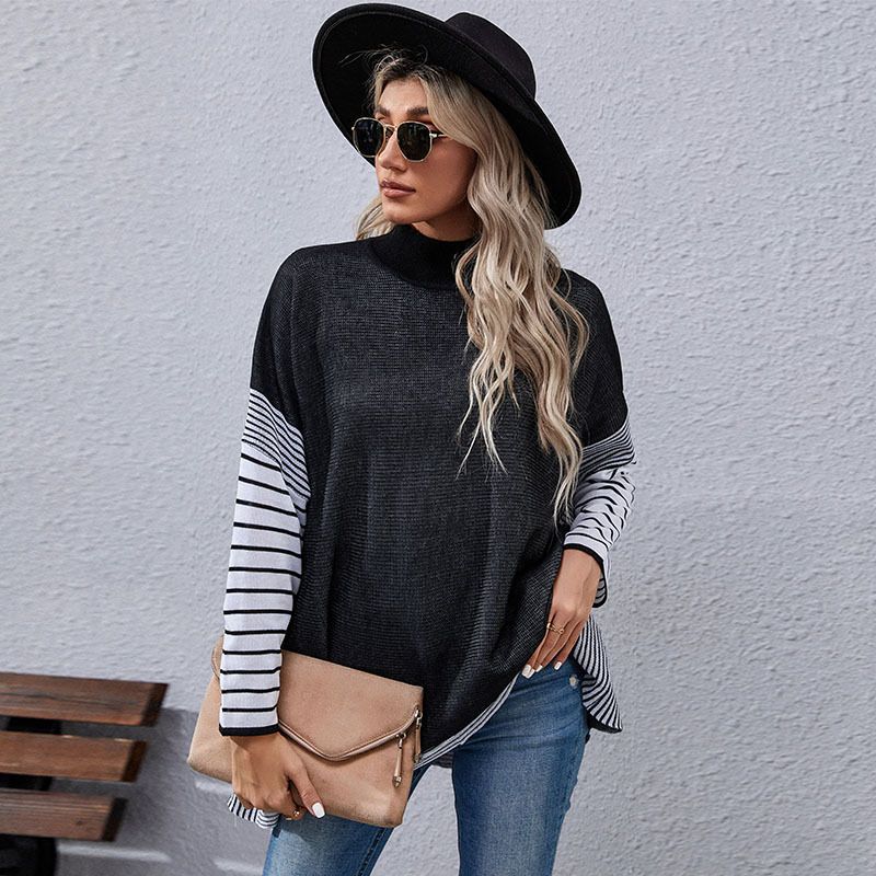 Pullover mit Rollkragen und Fledermausärmeln_voghion.com