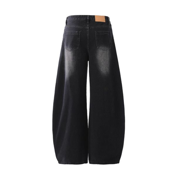 Jeans da uomo con orlo grezzo decostruito | American High Street Baggy J-Curve Fit con lavaggio Whisker_voghion.com