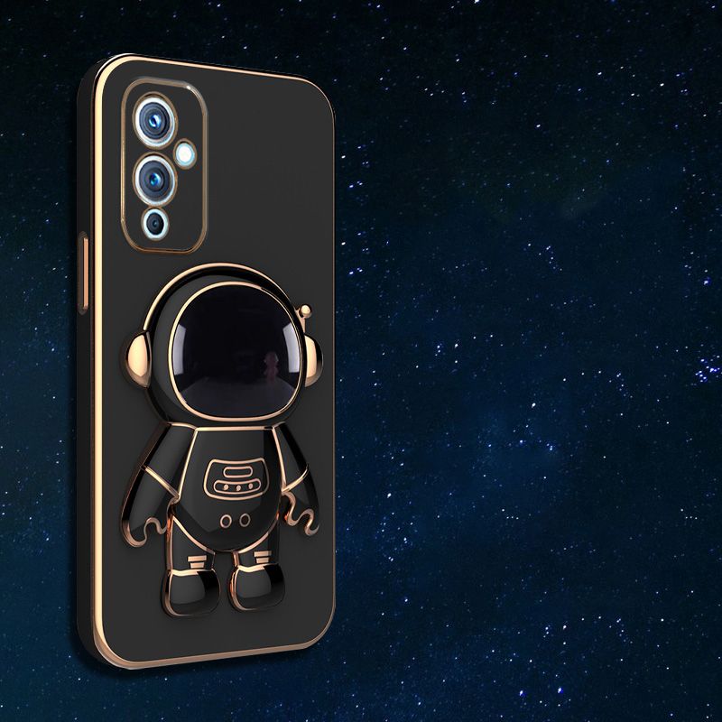 Astronaut Bracket Plating Phone Holder Case for OnePlus One Plus 10 9 9R 9T 8 8T Pro Coque Stand Soft Back Cover_voghion.com
