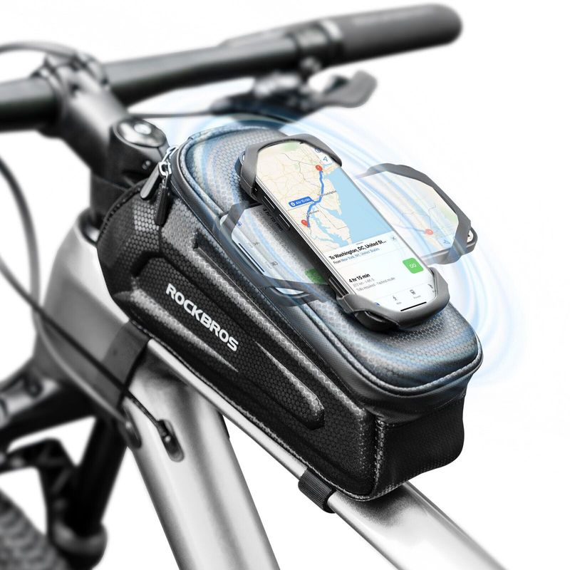 ROCKBROS Fahrradtasche, Hartschalen-Rahmentasche mit Telefonhalter für Telefone bis zu 6,5 Zoll, 1,5 l Fassungsvermögen_voghion.com