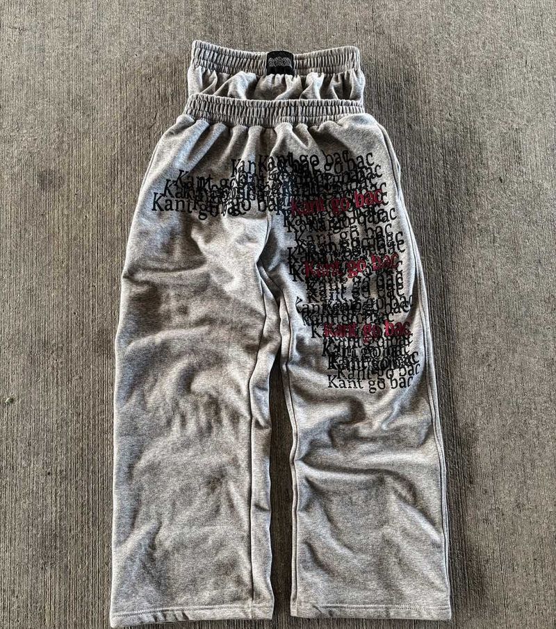 Herrenbekleidung Lose Retro Harajuku Buchstabendruck Freizeithose Doppelte Taille High Street Fashion Hose mit weitem Bein Hip Hop Kontrastfarbe Jogginghose_voghion.com