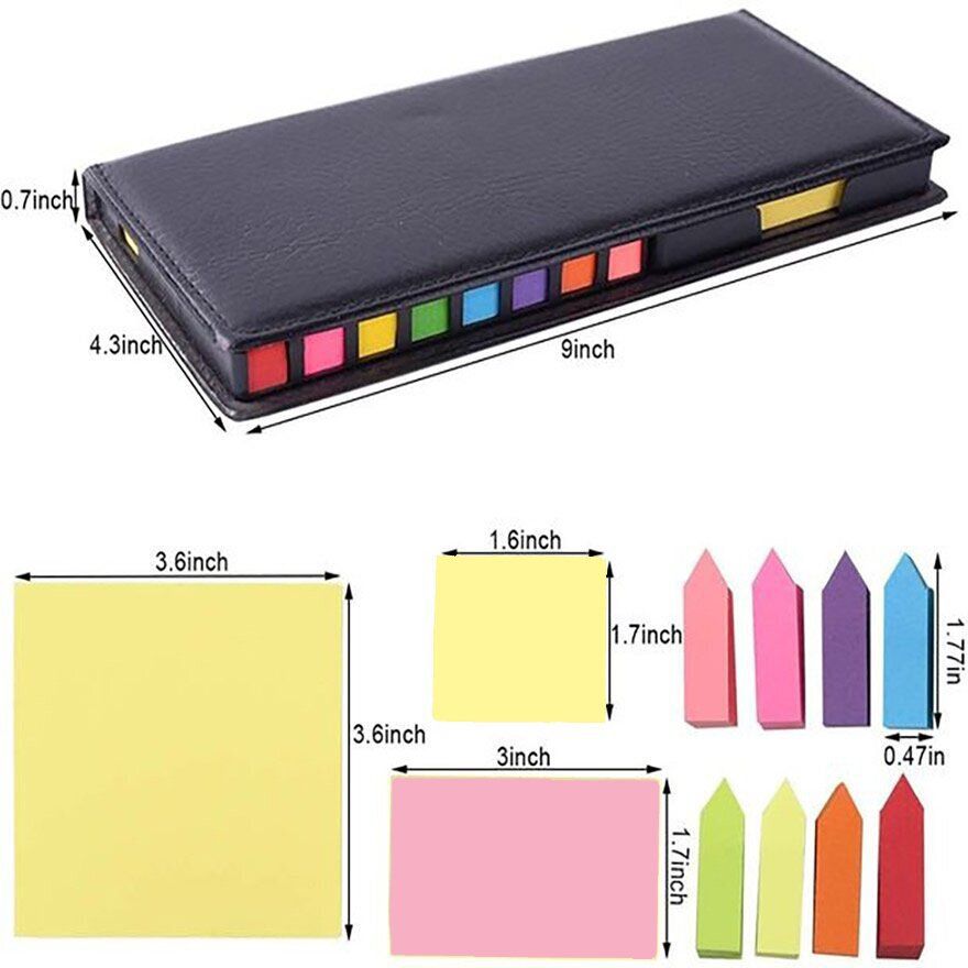 Haftnotizen-Set – Premium-Notizblock aus PVC-Leder mit 100 Blättern pro Farbe, Büro- und Geschäftsgeschenk (23 x 10,5 x 2 cm)_voghion.com