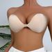 invisible bra, seamless front button push-up round cup bra patch, breathable solid color strapless underwear source_voghion.com