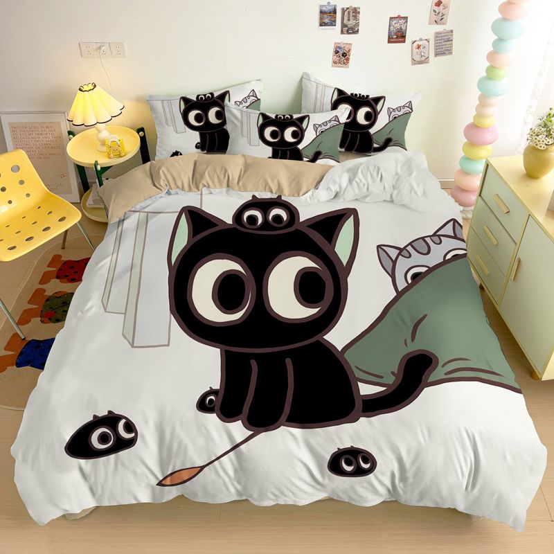 Dopamine Luo Xiaohei Lit de dortoir quatre pièces de haute qualité Ensemble simple en coton trois pièces Chambre d'étudiant Chambre d'enfant_voghion.com