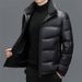 Men’s Winter Shearling Leather Jacket – Thickened Down Coat With Relaxed Fit (Black/Gray, M-4XL, Windproof & Wrinkle-Free)_voghion.com
