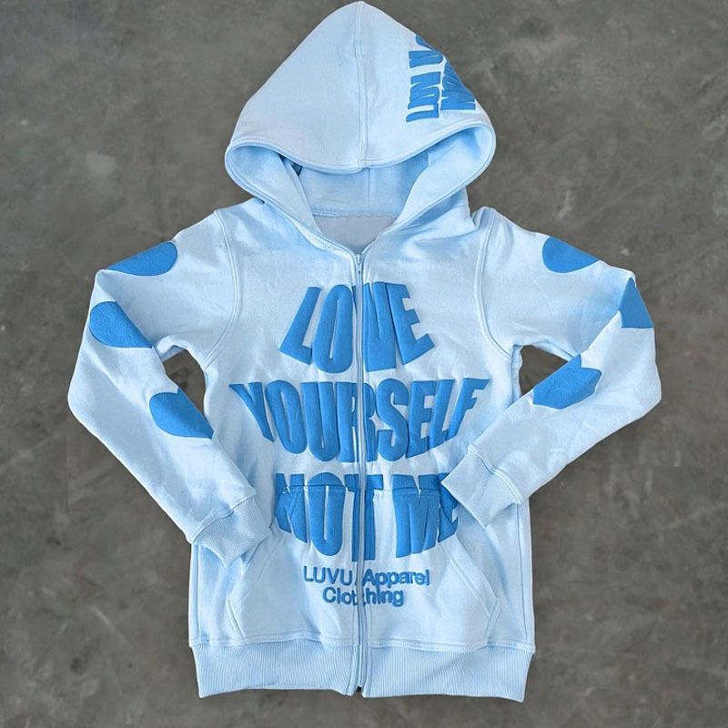 Men's Clothing European and American 2024 women's men's letter foam printing loose hip hop gothic hoodie sweatshirt retro cardigan_voghion.com