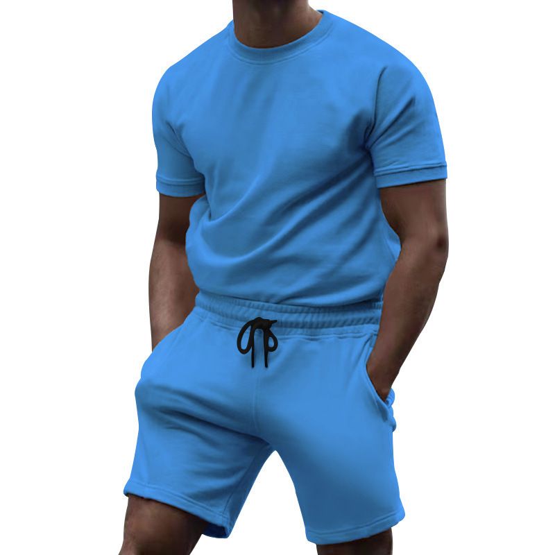 Herrenbekleidung kurzärmliges sportliches Casual Patchwork Rundhals Fitnessanzug Herren T-Shirt_voghion.com