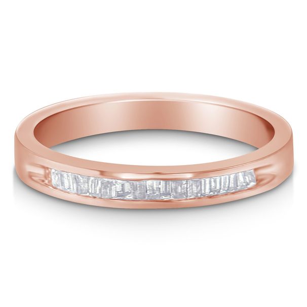 10K Rose Gold over .925 Sterling Silver 1/5 Cttw Diamond Channel-Set Stackable Band Ring (H-I Color, I1-I2 Clarity)_voghion.com