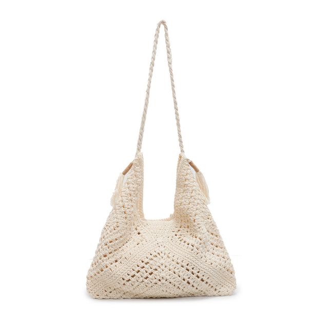 Borsa a tracolla versatile in paglia intrecciata, grande capacità, per le donne, nuova estate 2025, per le vacanze in spiaggia_voghion.com