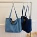 Denim Bag Women's Shoulder Bag Large Capacity Solid Color Washed Denim Bag Student Commuter Shoulder Bag Female Art Casual Handbag_voghion.com