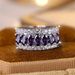 Aurora Atelier Single Row Purple Crystal Marquise Stone Rings For Women Vintage Silver Color Engagement Wedding Jewelry Bridal Versatile Gifts_voghion.com