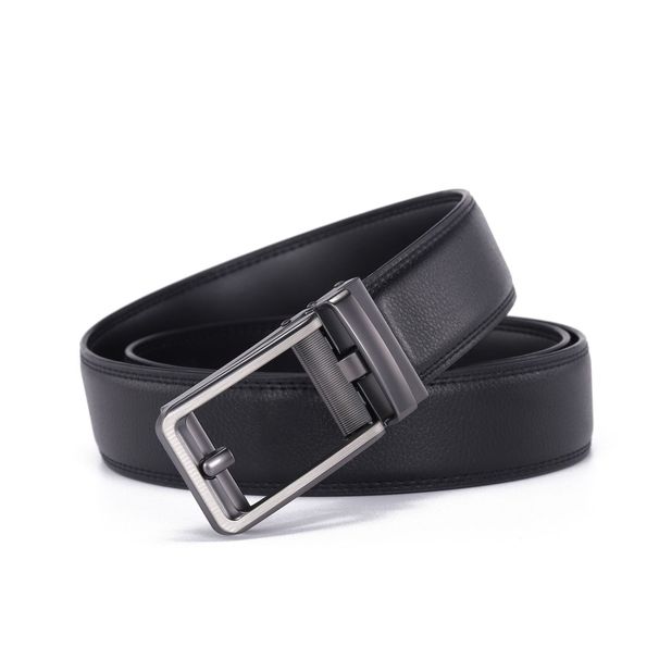 Men's Korean Style Leather Belt - Automatic Buckle For Business & Casual Wear_voghion.com