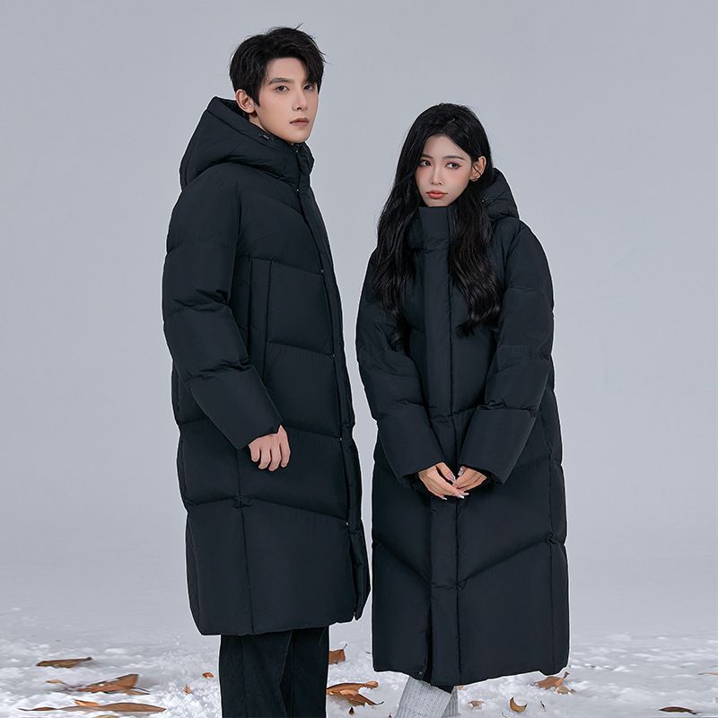 Unisex 700FP White Duck Down Long Parka – Couple’s Winter Coat For Performing Urban Commuters (Windproof, Glacier Grey/Black, S-5XL)_voghion.com