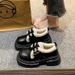 Damen-Leder-Loafer im britischen Stil mit Fleecefutter und dicker Sohle, flauschige Loafer 2025, neue warme Baumwoll-Einzelschuhe_voghion.com