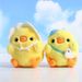 Mini Cute Plush Cartoon Yellow Chick Keychain Fluffy Soft Toy Blue With Hat_voghion.com